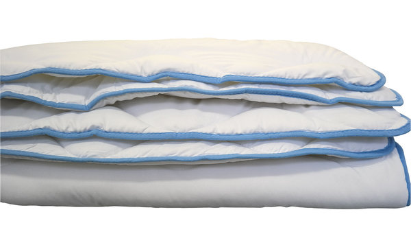 Decke Bettdecke Ganzjahresdecke Sanfte Mikrofaser mit blauer Borte 200x220cm